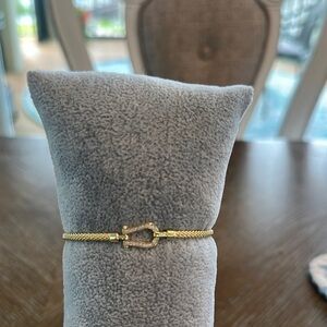 Gold Bangle with CZ Buckle
